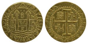 1710 Lima Peru 8 Escudos Spanish Gold Cob