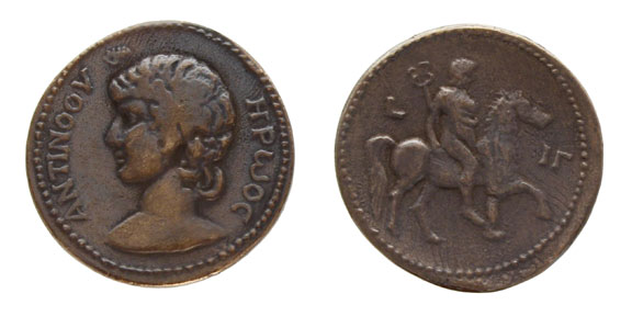 Antinous Roman Bronze Medallion 