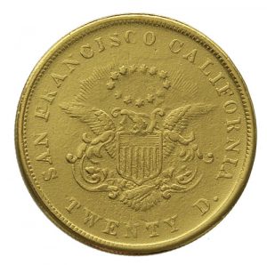 1854 Kellogg Co. San Francisco $20 gold piece