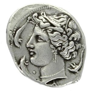 Carthage Siculo-Punic Arethusa / Horse Circa 320-300 BC. AR Tetradrachm