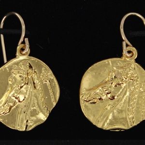Gold Punic Horse Earrings
