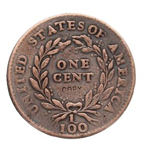 1792 Liberty Head with flowing hair Copper Cent