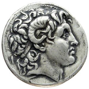 Alexander the Great, portrait head on a coin of Lysimachus