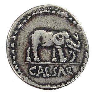 Julius Caesar Elephant AR Denarius 49 BC