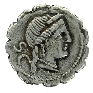 C Naevius Balbus Roman Republic Serrate Denarius