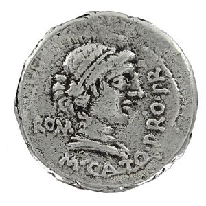 Cato Roman Republic Denarius, 47-46 B.C.