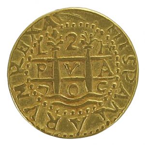 Lima Peru 1705 2 Escudos Spanish Gold Cob