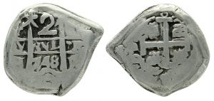 1748 Potosi, 2 Reales Spanish Silver Cob