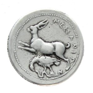 Messana, Sicily Ancient Greek Silver Tetradrachm, 10-405 B.C., BMC 56