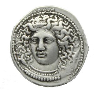 Syracuse, AR Tetradrachm, 412-345 B.C., Goddess Arethusa Engraver Kimon