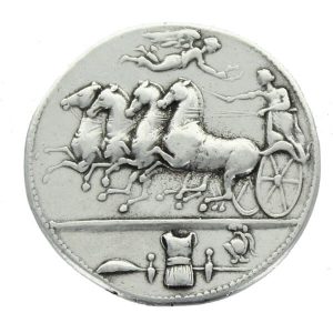 Syracuse , Sicily AR Decadrachm by engraver Euainetos, 405-400 B.C.