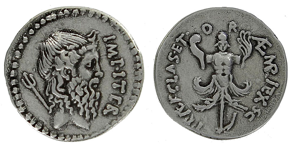 Sextus Pompey Neptune Denarius Replica Coin